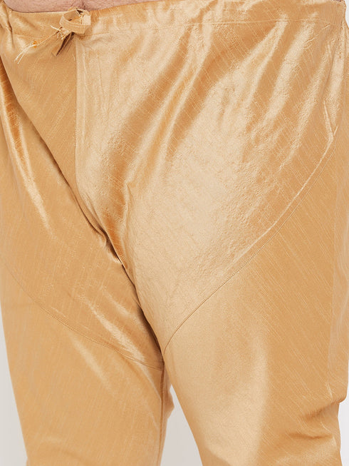 Vastramay Men's Plus Size Black Silk Blend Kurta Pyjama Set